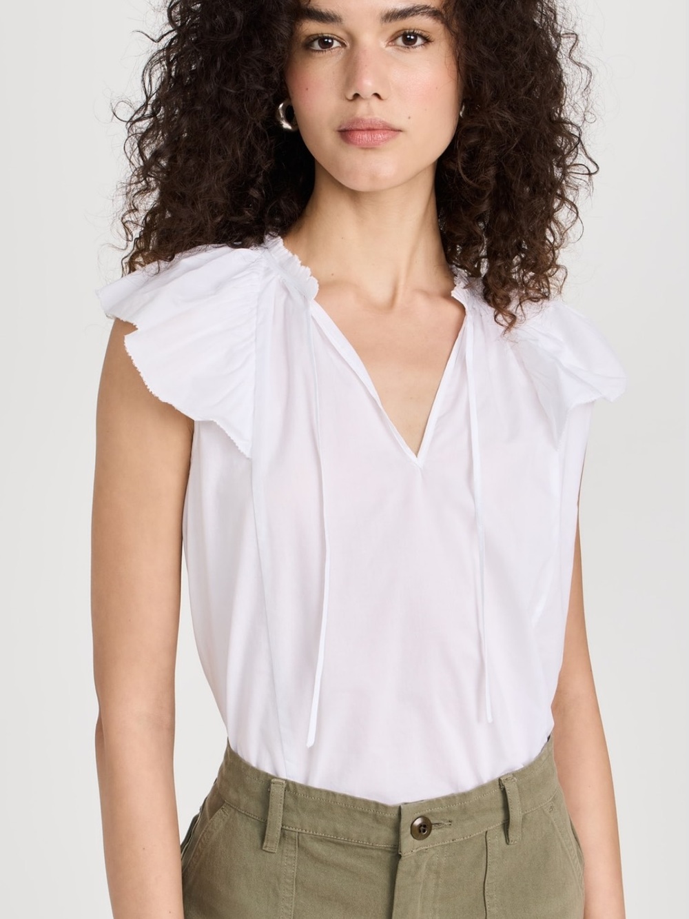 Rails White Ruffle-Sleeve V-Neck Blouse -
Karysa Top